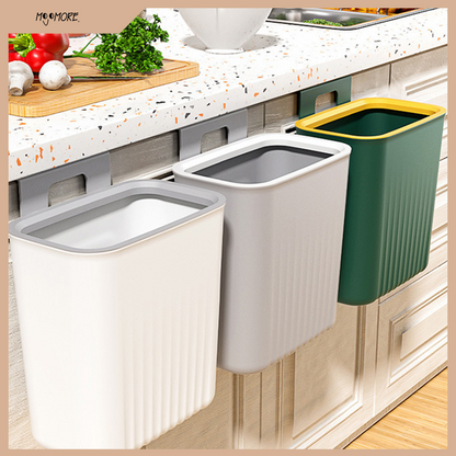 MOJOMORE Wall Mounted Trash Can Dustbin Hanging Kitchen Rubbish Bin Cabinet Door Floor Tong Sampah