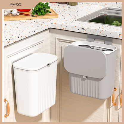 MOJOMORE Wall Mounted Trash Can Dustbin Hanging Kitchen Rubbish Bin Cabinet Door Floor Tong Sampah