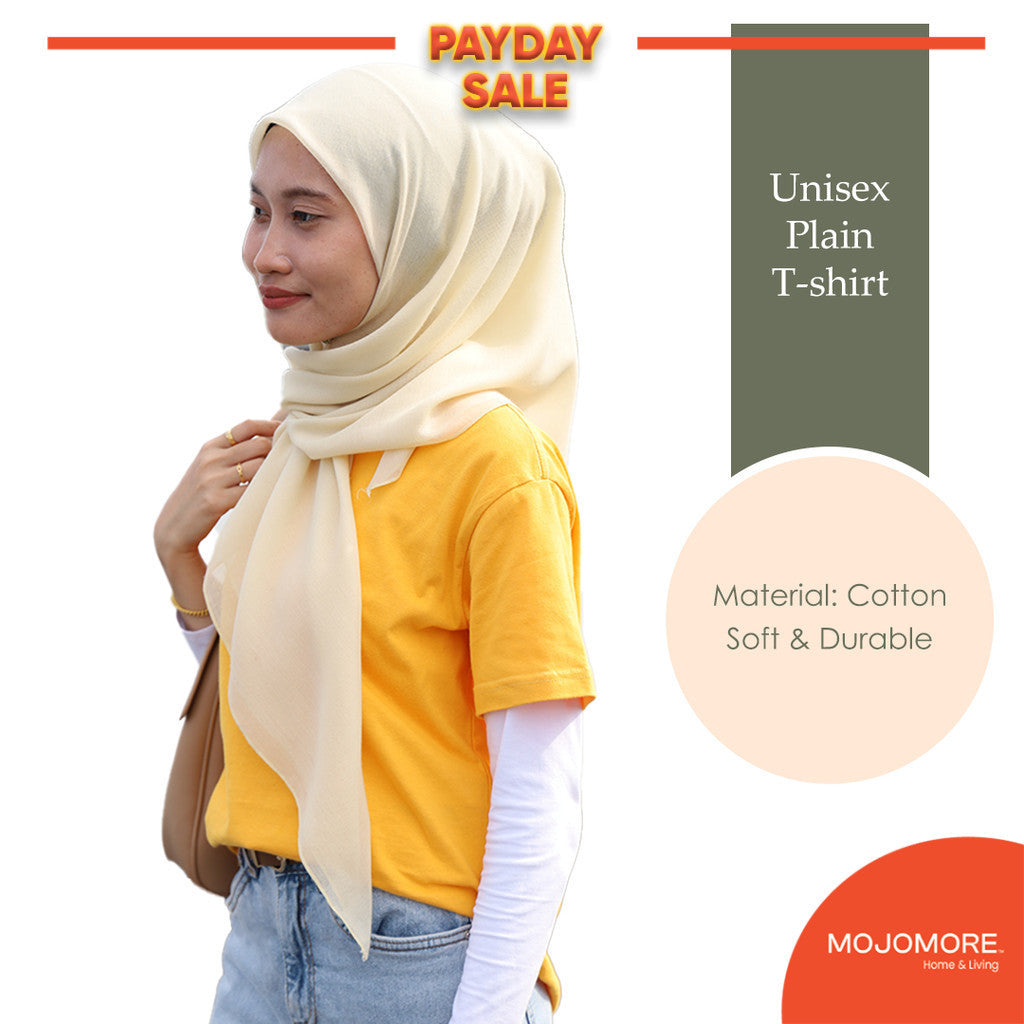 [S-3XL] 40KG-130KG MOJOMORE Orange Plus Size T Shirt Plain Oversized Kosong 100% Cotton 170GSM Unisex  Baju Man Women