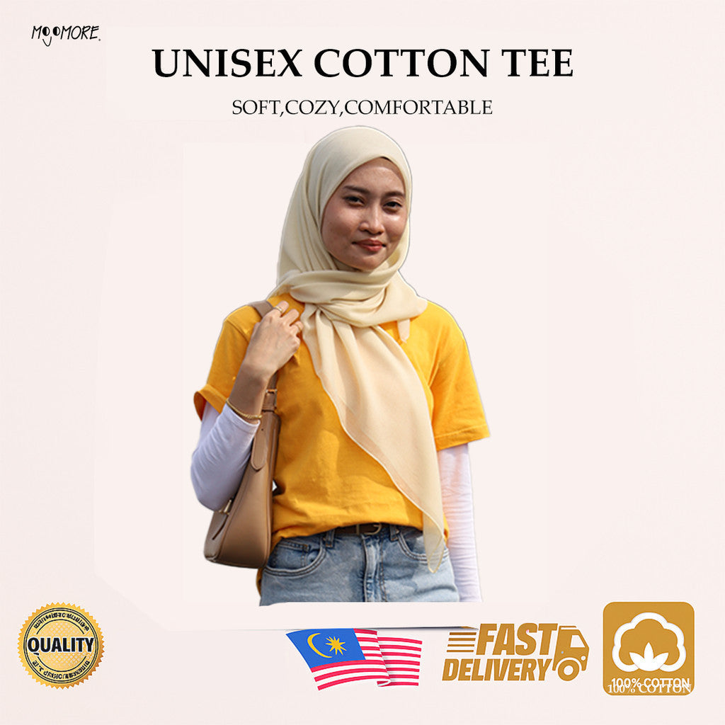 [S-3XL] 40KG-130KG MOJOMORE Orange Plus Size T Shirt Plain Oversized Kosong 100% Cotton 170GSM Unisex  Baju Man Women