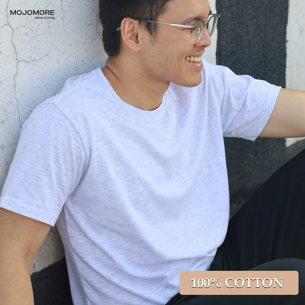 MOJOMORE Beige White Plus Size T Shirt Plain Oversized Kosong 100% Cotton 170GSM Unisex  Baju Man Women