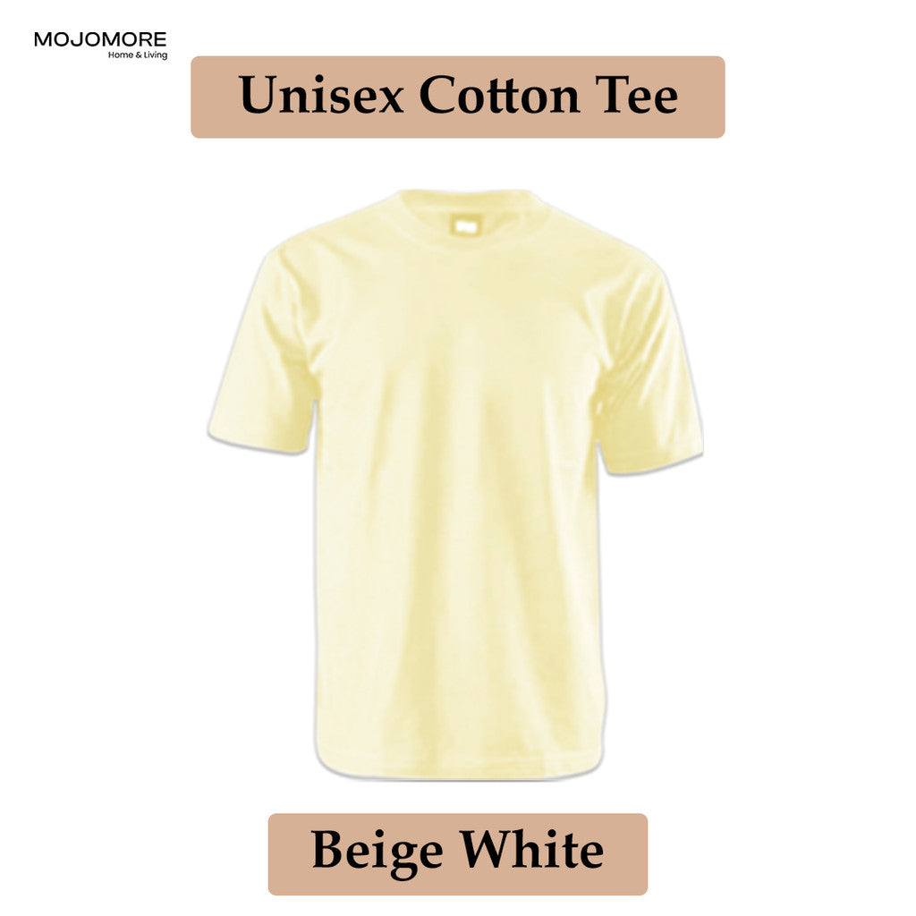 MOJOMORE Beige White Plus Size T Shirt Plain Oversized Kosong 100% Cotton 170GSM Unisex  Baju Man Women