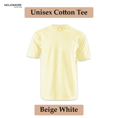 MOJOMORE Beige White Plus Size T Shirt Plain Oversized Kosong 100% Cotton 170GSM Unisex  Baju Man Women