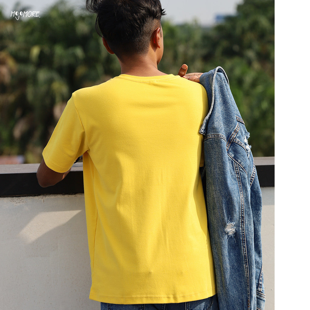 MOJOMORE Golden Yellow Plus Size T Shirt Plain Oversized Kosong 100% Cotton 170GSM Unisex  Baju Man Women