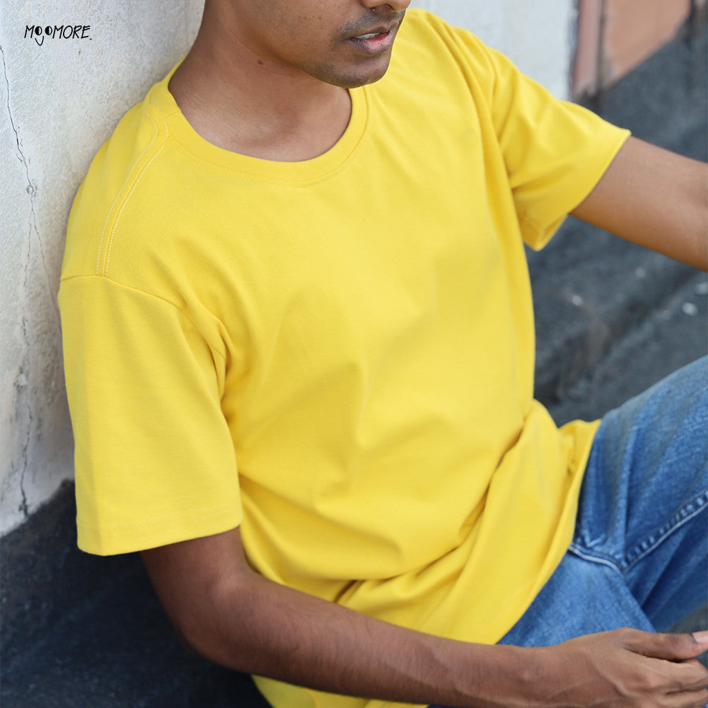 MOJOMORE Golden Yellow Plus Size T Shirt Plain Oversized Kosong 100% Cotton 170GSM Unisex  Baju Man Women