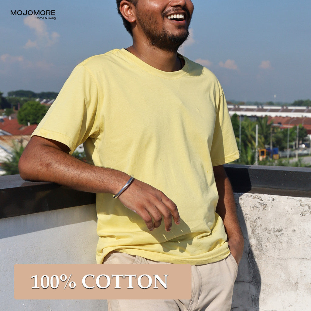 MOJOMORE Lemon Yellow Plus Size T Shirt Plain Oversized Kosong 100% Cotton 170GSM Unisex  Baju Man Women