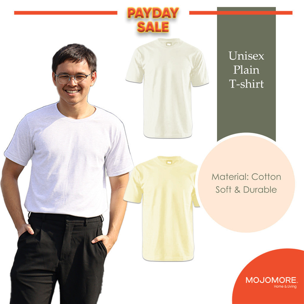MOJOMORE White Plus Size T Shirt Plain Oversized Kosong 100% Cotton 170GSM Unisex  Baju Man Women