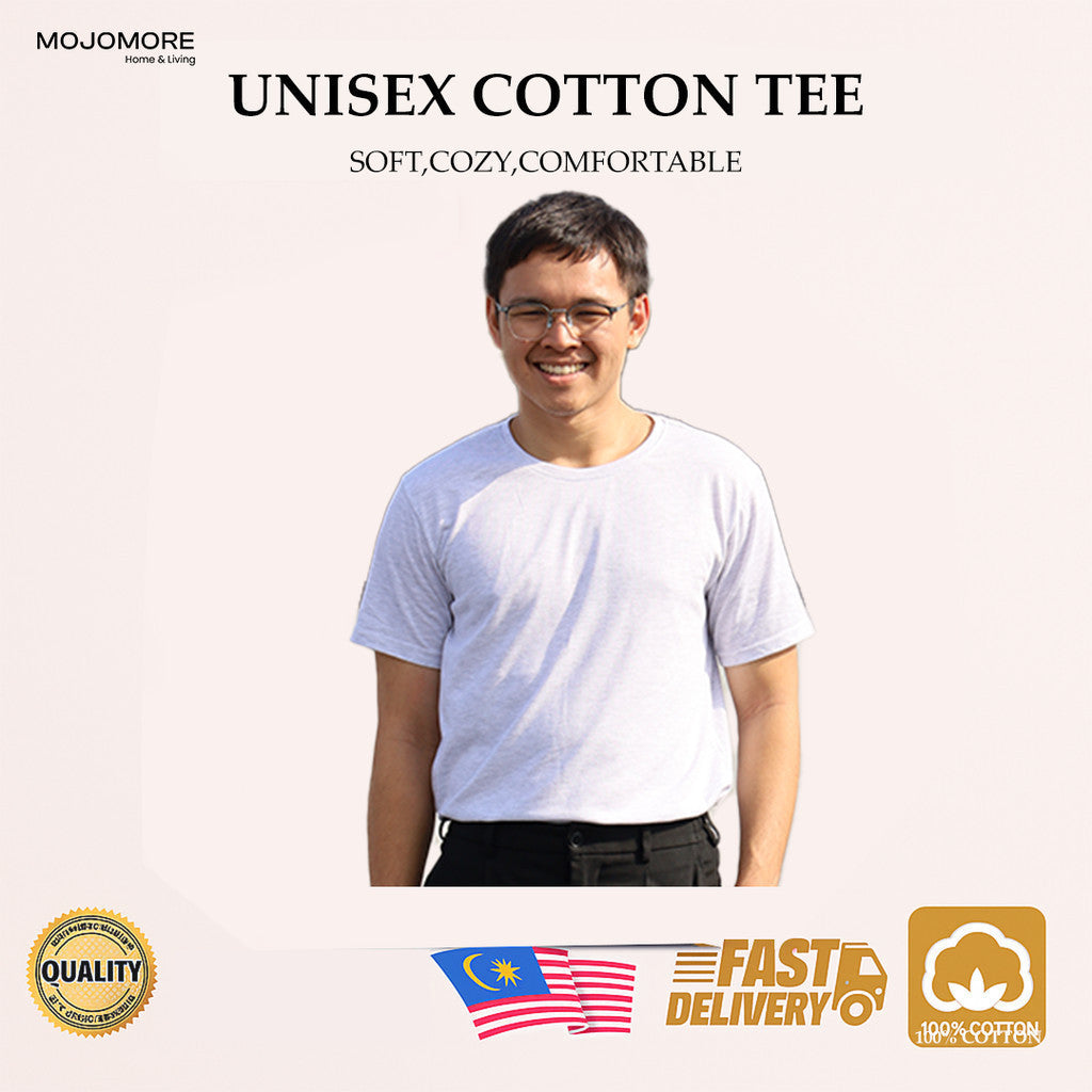 MOJOMORE White Plus Size T Shirt Plain Oversized Kosong 100% Cotton 170GSM Unisex  Baju Man Women