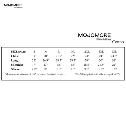 MOJOMORE White Plus Size T Shirt Plain Oversized Kosong 100% Cotton 170GSM Unisex  Baju Man Women