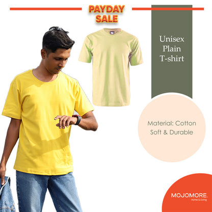 MOJOMORE Yellow Plus Size T Shirt Plain Oversized Kosong 100% Cotton 170GSM Unisex  Baju Man Women