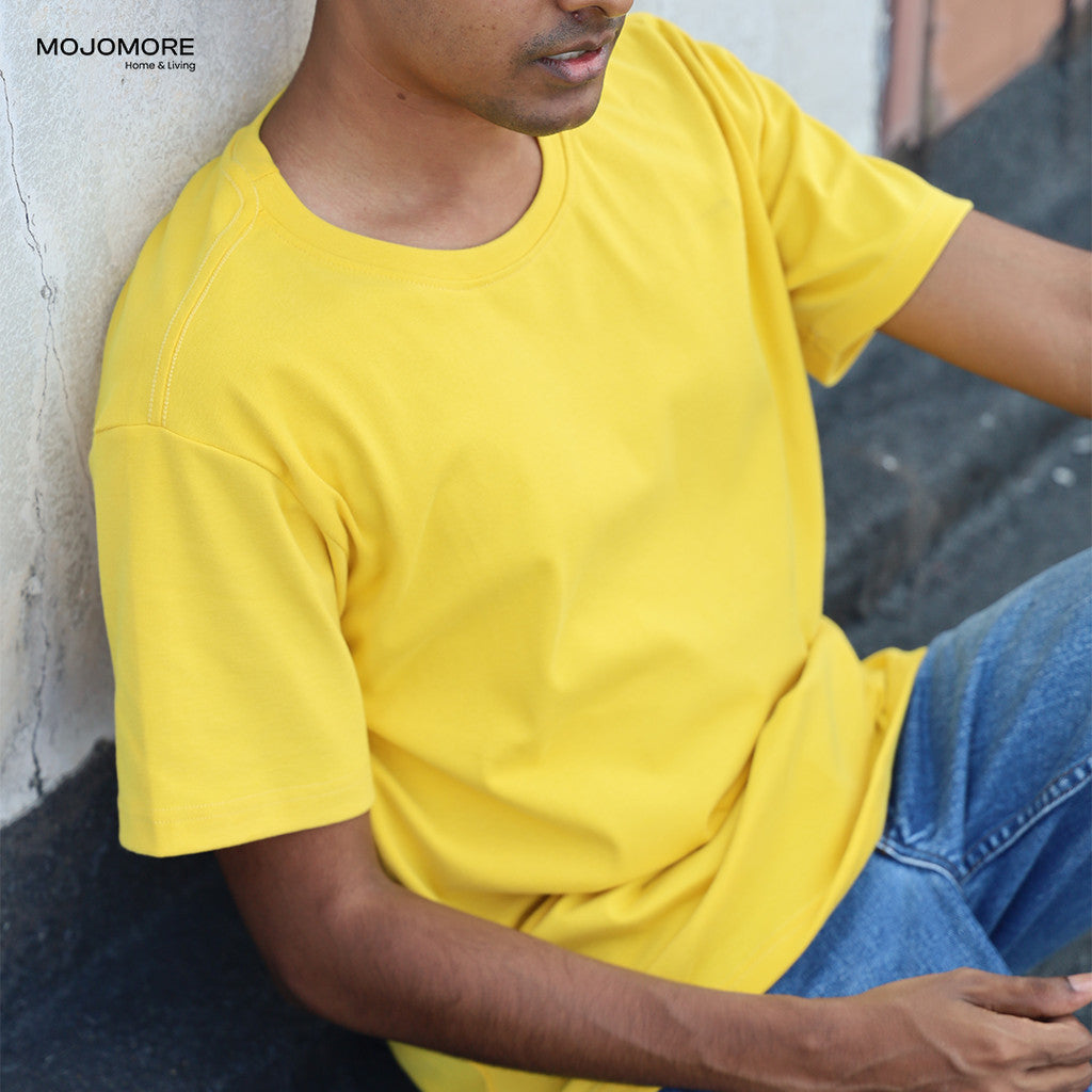 MOJOMORE Yellow Plus Size T Shirt Plain Oversized Kosong 100% Cotton 170GSM Unisex  Baju Man Women