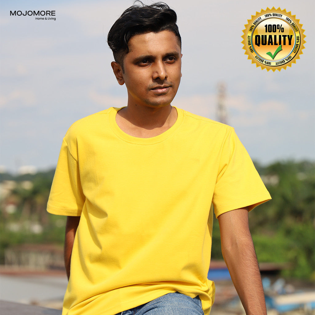 MOJOMORE Yellow Plus Size T Shirt Plain Oversized Kosong 100% Cotton 170GSM Unisex  Baju Man Women