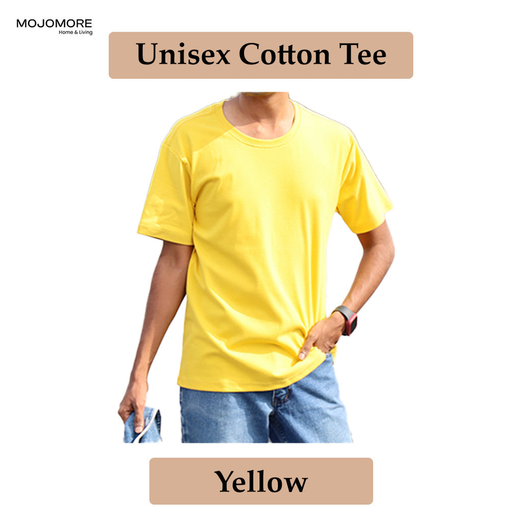 MOJOMORE Yellow Plus Size T Shirt Plain Oversized Kosong 100% Cotton 170GSM Unisex  Baju Man Women