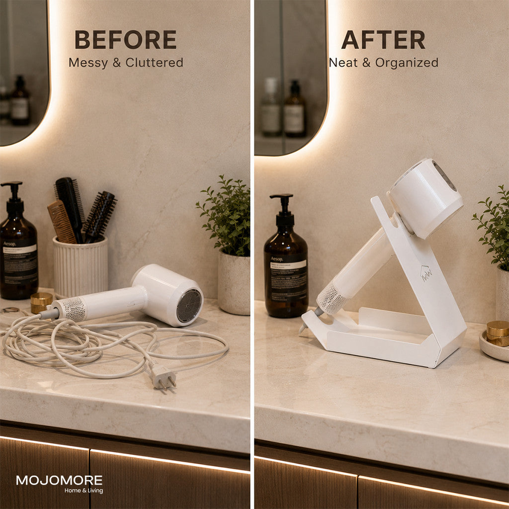 MOJOMORE Desktop Standing Hair Dryer Holder | Hands-Free Hair Straightener | Curling Iron Stand