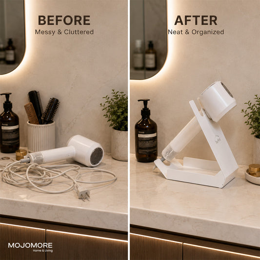 MOJOMORE Desktop Standing Hair Dryer Holder | Hands-Free Hair Straightener | Curling Iron Stand