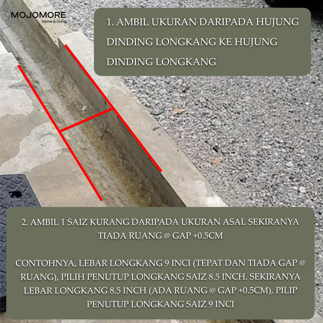 MOJOMORE Drain Cover (Heavy Duty) Penutup Longkang Besi Longkang U Support 4 Wheel Truck Drain Grating