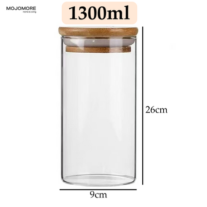 MOJOMORE Round Glass Jar Series, Transparent Container With Lids Cookie Jar Kitchen Jar Balang Bekas Kaca