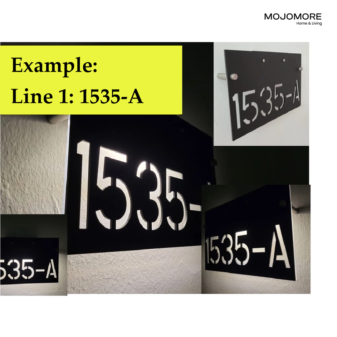 MOJOMORE (Solar + LED) Modern Solar House Number & Address Sign Plate Tanda Rumah