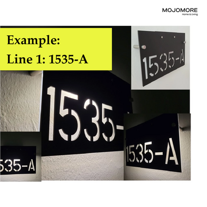 MOJOMORE (Solar + LED) Modern Solar House Number & Address Sign Plate Tanda Rumah