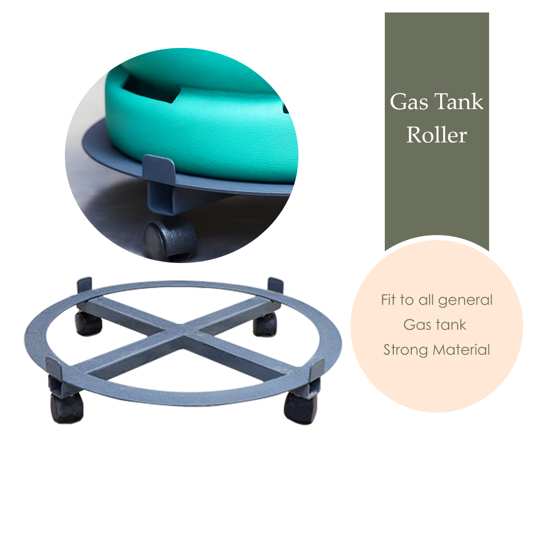 MOJOMORE Heavy Duty 4 Wheel Iron Gas Tank Roller | Metal Gas Stand | Gas Trolley | Roda Tong Gas