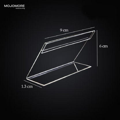 MOJOMORE L Shape Table Sign Display Stand Name Price Card Holder For Retail Bakery Buffet Acrylic Clear Price Name Card