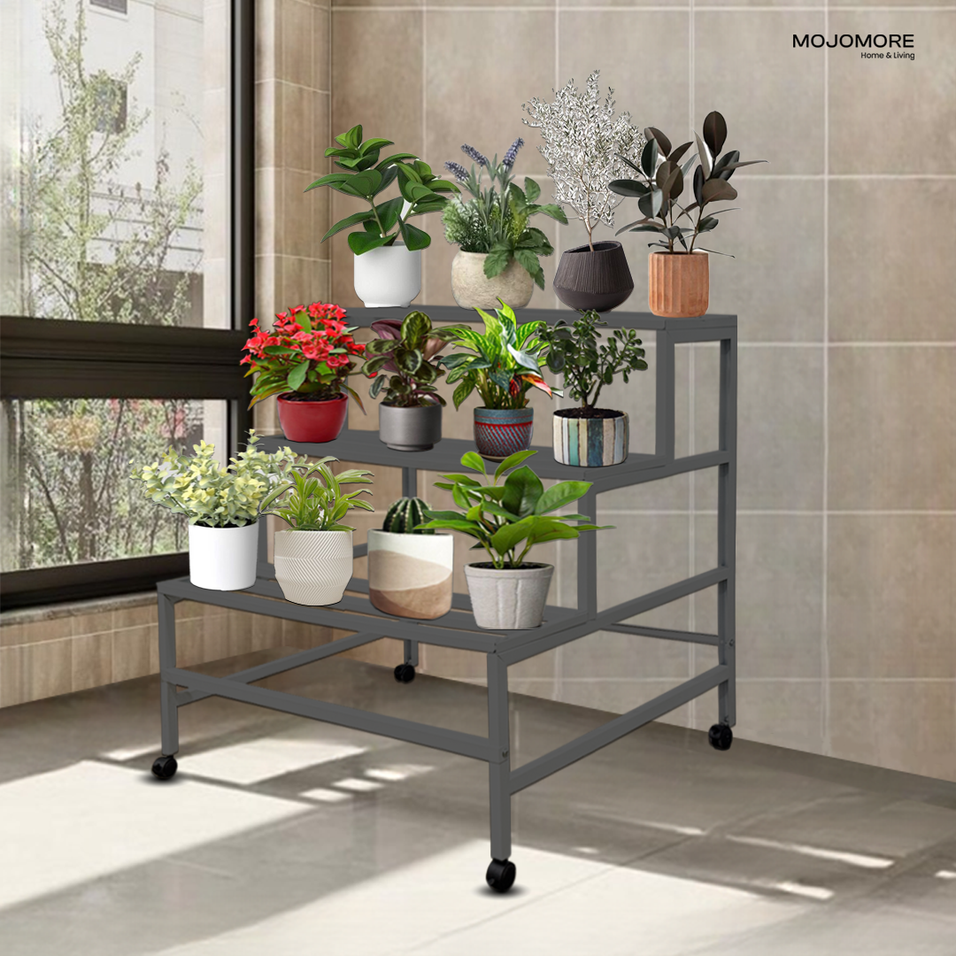 Mojomore 3 Tier Flower Rack Plant Rack Steel Outdoor Pots Garden Rak Pasu Bunga Outdoor Rak Bertingkat