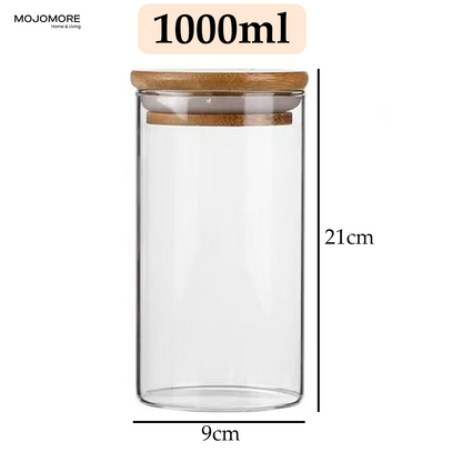 MOJOMORE Round Glass Jar Series, Transparent Container With Lids Cookie Jar Kitchen Jar Balang Bekas Kaca