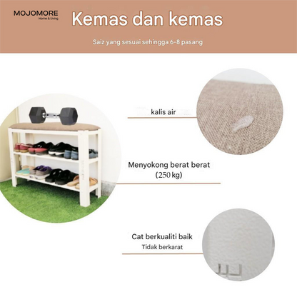 MOJOMORE 50CM-120CM Tahan Karat Anti Rust Bench Chair Long Metal Garden Shoe Bench Kerusi Besi
