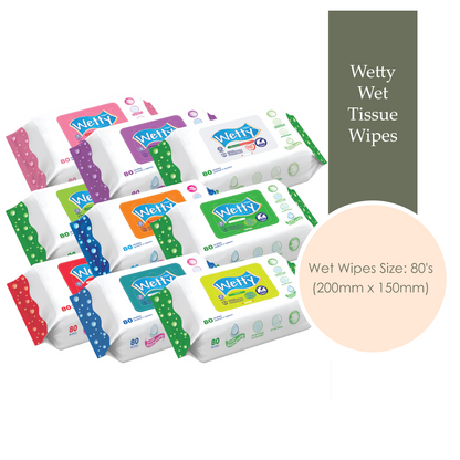 Wetty Wipes 80' Tissue Tisu Basah Tebal Tissu Basah Halal Baby Wipes
