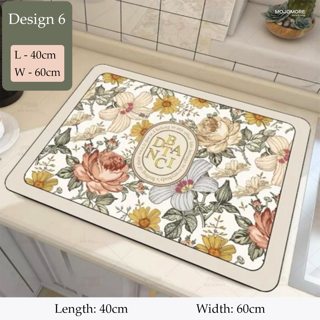 MOJOMORE 30x40/40x60/50x60 Anti Slip Kitchen Absorbent Mat Drying Pad Table Sink Dining Alas Pinggan Mej