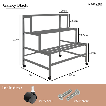 Mojomore 3 Tier Flower Rack Plant Rack Steel Outdoor Pots Garden Rak Pasu Bunga Outdoor Rak Bertingkat