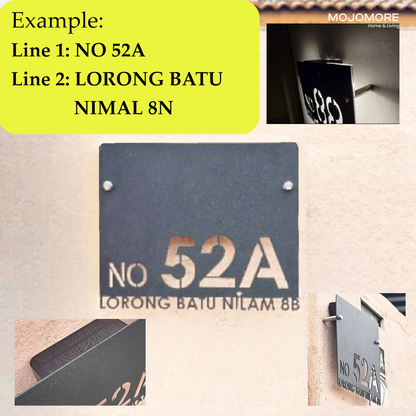 MOJOMORE (Solar + LED) Modern Solar House Number & Address Sign Plate Tanda Rumah