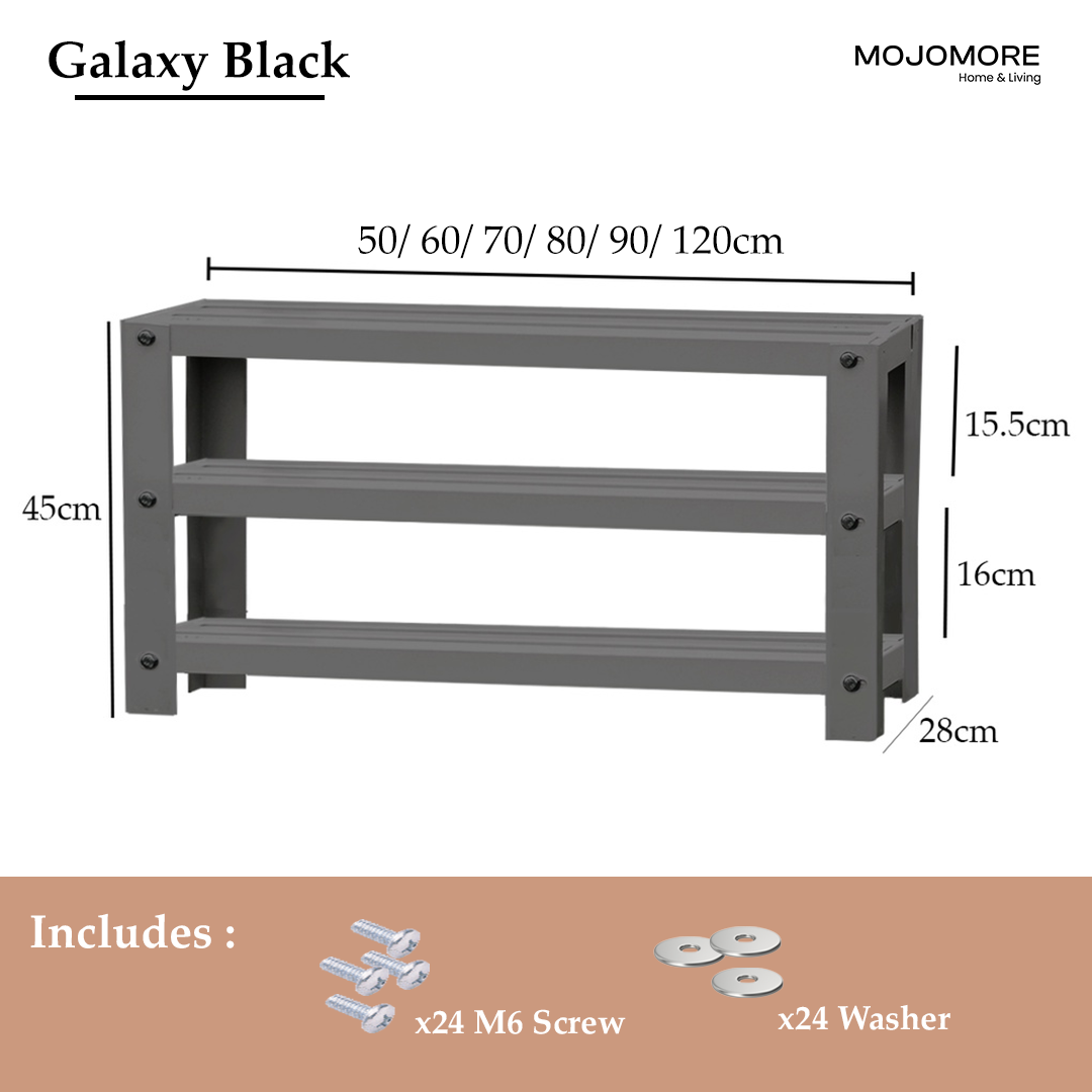 MOJOMORE 50CM-120CM Tahan Karat Anti Rust Bench Chair Long Metal Garden Shoe Bench Kerusi Besi