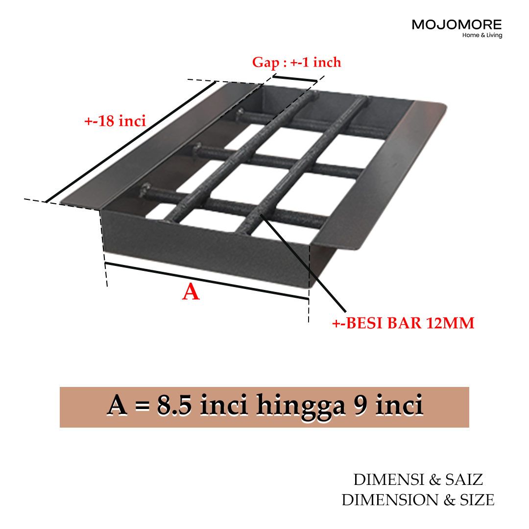 MOJOMORE Drain Cover (Heavy Duty) Penutup Longkang Besi Longkang U Support 4 Wheel Truck Drain Grating