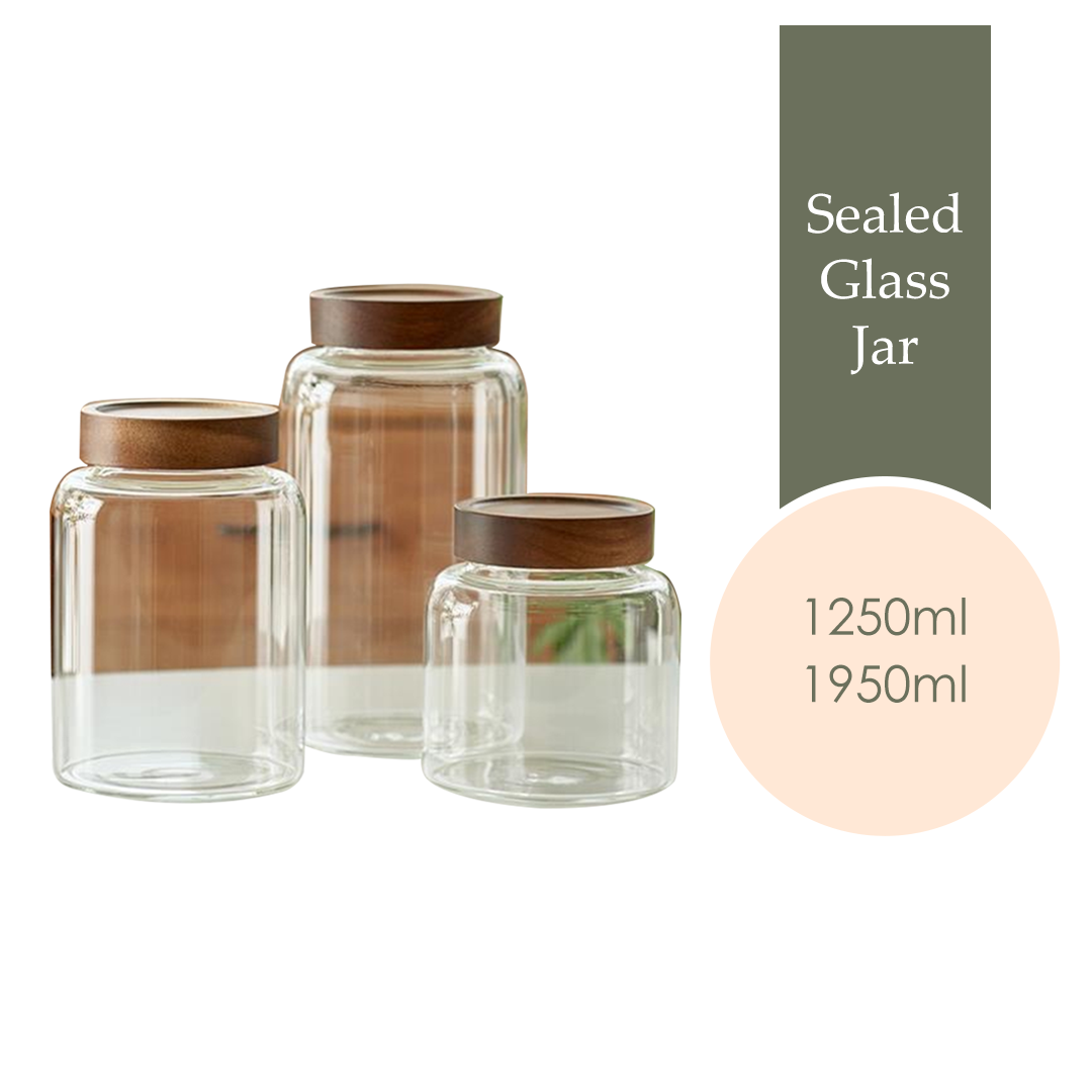 Mojomore Wood Screw Lid Glass Jar Airtight Spice Food Storage Container Spice Bottles Balang
