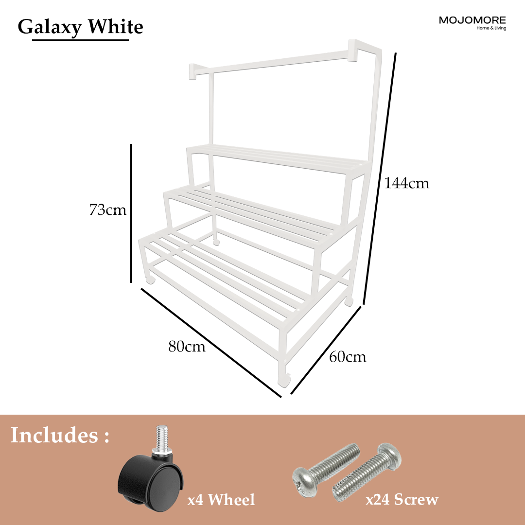 Mojomore 3 Tier Flower Rack Plant Rack Steel Outdoor Pots Garden Rak Pasu Bunga Outdoor Rak Bertingkat