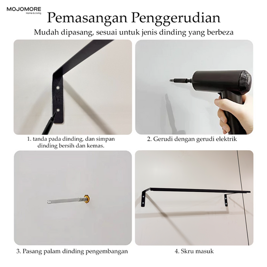 MOJOMORE Clothes Bar Clothing Stainer Besi Gantung Baju Sangkut Baju Penyangkut Wall Mounted Clothes Bar