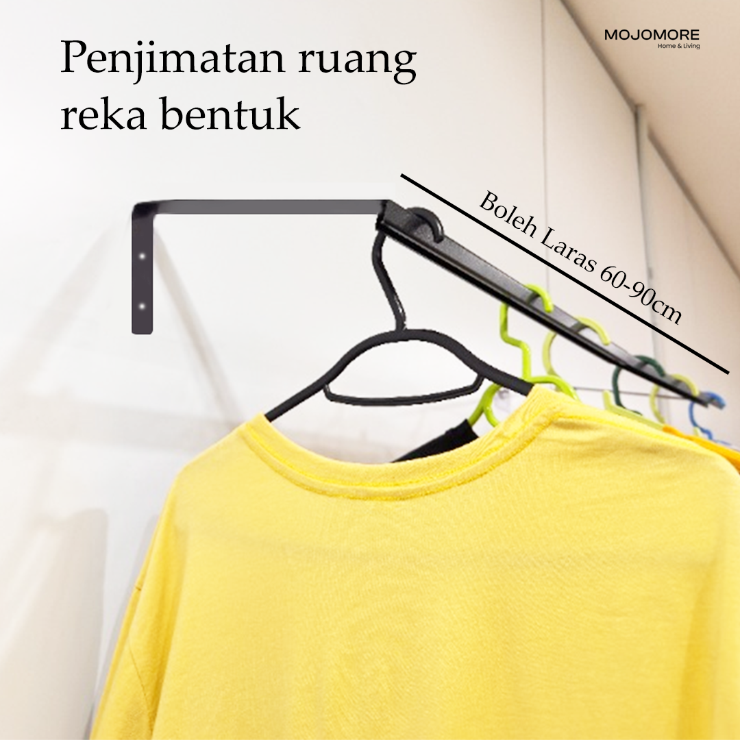 MOJOMORE Clothes Bar Clothing Stainer Besi Gantung Baju Sangkut Baju Penyangkut Wall Mounted Clothes Bar