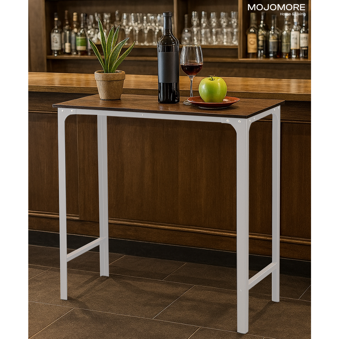MOJOMORE Long Bar Table with High Bar Stool Home Balcony Coffee Desk Simple Wall leaning Dining Table Meja Belajar
