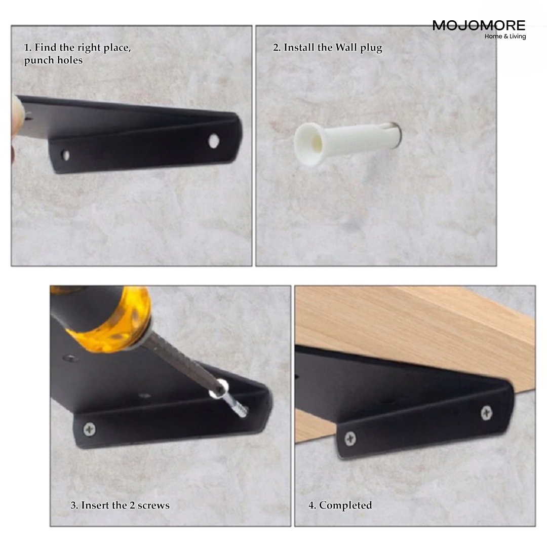 MOJOMORE Triangle L Bracket Bee Style Solid Classic L Shelf Bracket Mounted Shelve DIY Board Wood