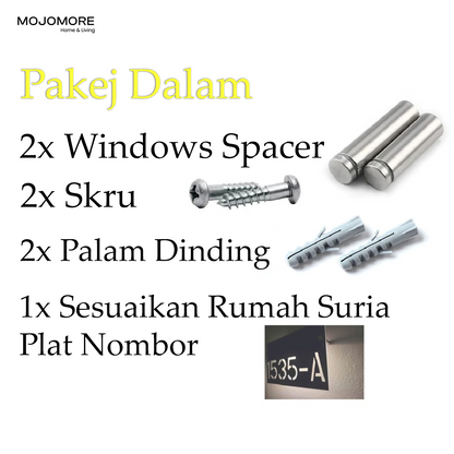 MOJOMORE (Solar + LED) Modern Solar House Number & Address Sign Plate Tanda Rumah