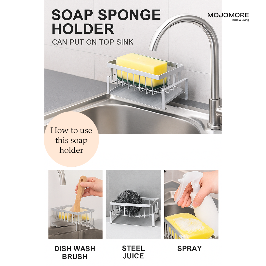 MOJOMORE Kitchen Sink Drain Rack Soap Sponge Holder Drainer Shelf Kitchen Sink Organizer