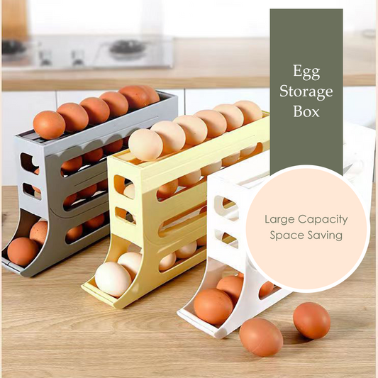 Mojomore Egg Storage Rack 4 Tier Refrigerator Egg Storage Rack Automatic Rolling Egg Storage Dispenser Egg 30 Grid