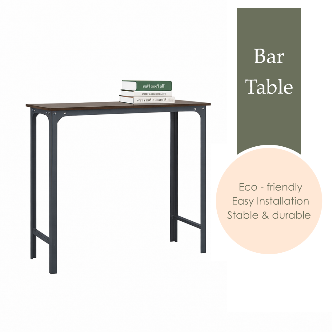 MOJOMORE Long Bar Table with High Bar Stool Home Balcony Coffee Desk Simple Wall leaning Dining Table Meja Belajar