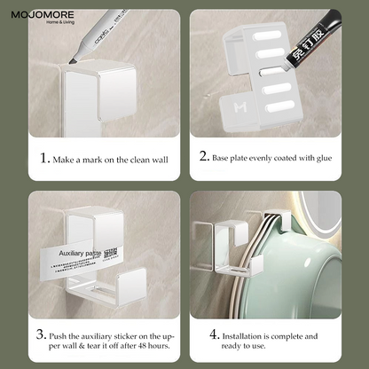MOJOMORE Bathroom Basin Hook, with Gel Space Saving Wall Hangers Hooks, Sticky Stainless Steel Wall-mounted