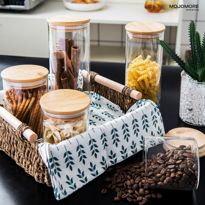 MOJOMORE Round Glass Jar Series, Transparent Container With Lids Cookie Jar Kitchen Jar Balang Bekas Kaca