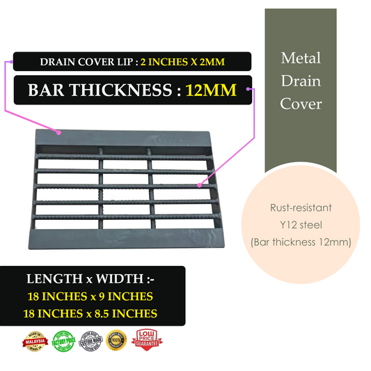 MOJOMORE Drain Cover (Heavy Duty) Penutup Longkang Besi Longkang U Support 4 Wheel Truck Drain Grating