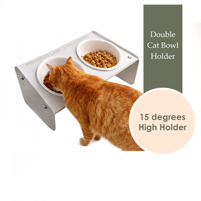 MOJOMORE Stainless steel pet bowl Mangkuk Kucing Cat high bowl with stand Neck protection Easy to Clean