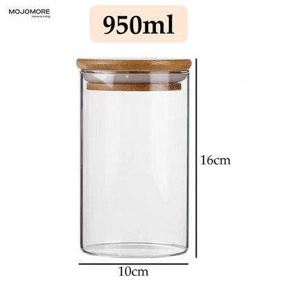 MOJOMORE Round Glass Jar Series, Transparent Container With Lids Cookie Jar Kitchen Jar Balang Bekas Kaca