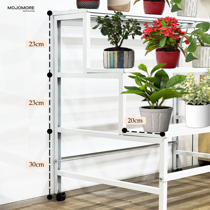 Mojomore 3 Tier Flower Rack Plant Rack Steel Outdoor Pots Garden Rak Pasu Bunga Outdoor Rak Bertingkat